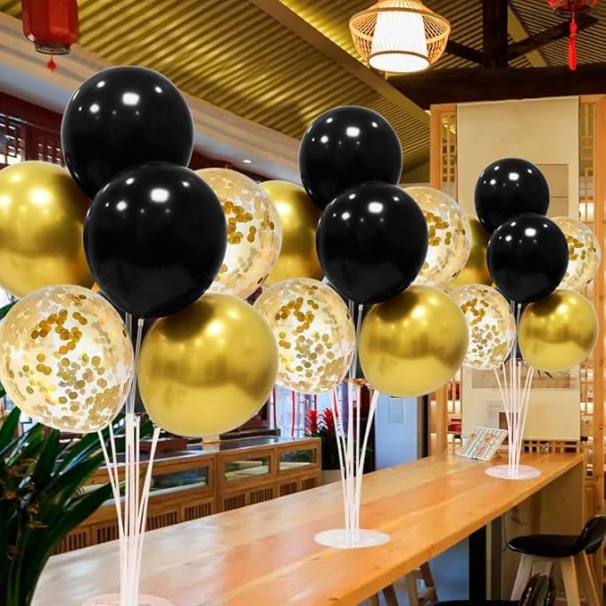 Black and Gold Party Decorations Balloon Stand Table Centerpieces - Image 6