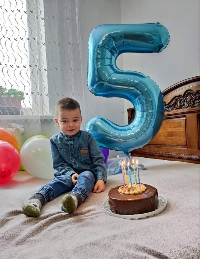 40 Inch Big Dark Blue Number 5 Balloon Birthday Decoration, Number 5 Helium - Image 4