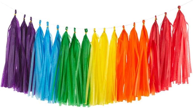 Aimto 30PCS Rainbow Shiny Tassel Garland Tissue Colorful Paper Tassel Banner by Aimto