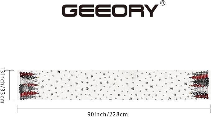 GEEORY Christmas Table Runner 13x90 Inch, Xmas Tees Snowflakes Holiday - Image 8