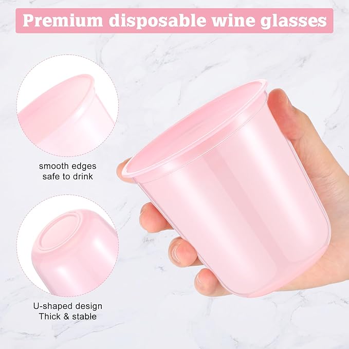 50pcs Disposable Stemless Glasses 12oz Crystal Plastic Wine Glasses Clear - Image 4