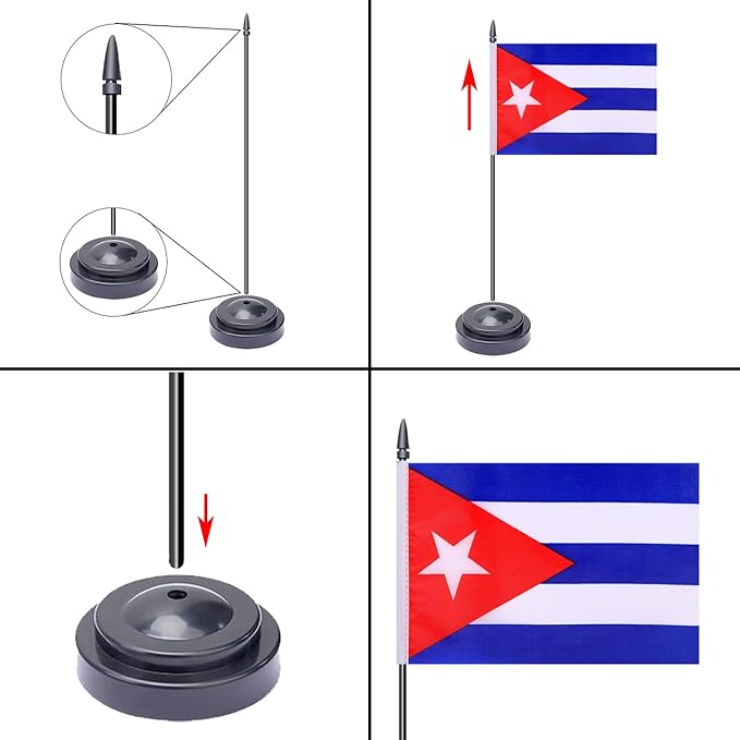 WXTWK 2 Pack Cuba Flag Cuba Deluxe Desk Flag Set - Image 4