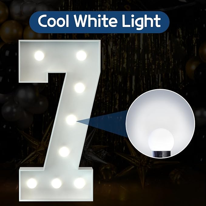 Marquee Numbers 3 Feet Tall Big Light Up Numbers 7th 17th 70th Happy Birthday - Image 2
