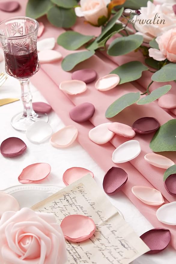 Serwalin 300Pcs Silk Pink Rose Petals Artificial Flower Petals - Image 7