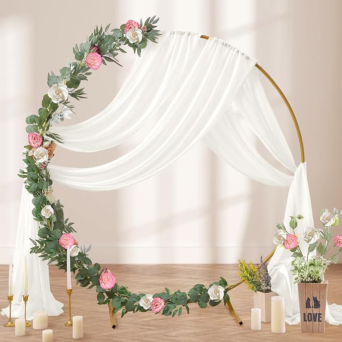Ivory Wedding Arch Draping Fabric 2 Panels 29" x 20 FT White Drapes - Image 3