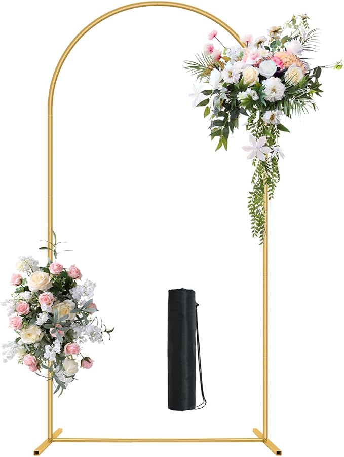 Metal Arch Backdrop Stand 7.2FT Gold Wedding Balloon Arched Backdrop Stand by Nisoger