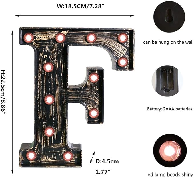 OYCBUZO Golden Black Led Marquee Letter - Image 5