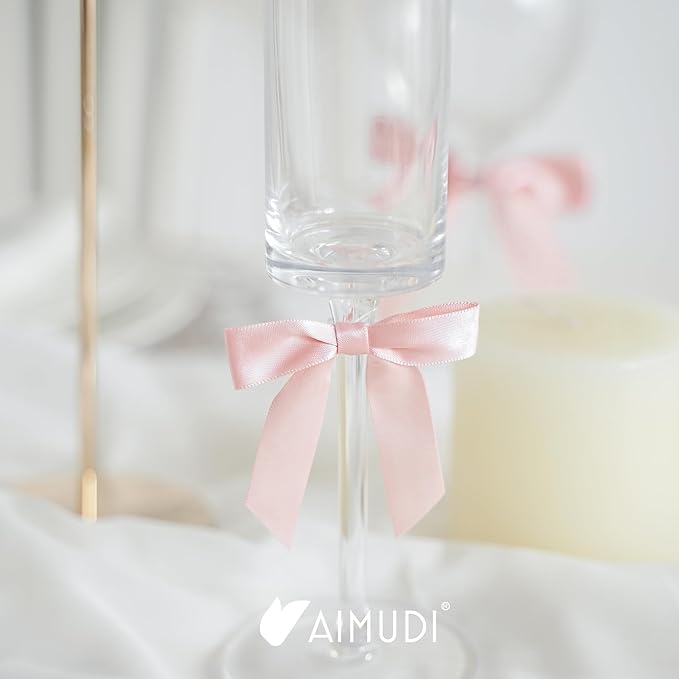 AIMUDI Small Rose Gold Bows 2.5" Pretied Satin Bows - Image 6