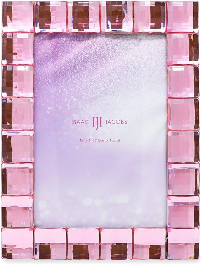 Isaac Jacobs Decorative Sparkling Light Pink Jewel Picture Frame, Photo Display - Image 2