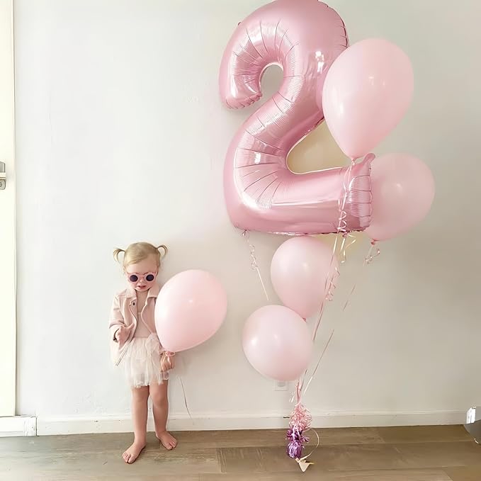 40" Balloon Number 0 Pastel Pink, Large Foil Pink Number Balloons Set 0-9 - Image 6