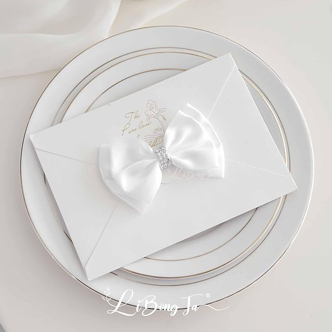 White Satin Bows 4'' Premade White Ribbon Bows, Gift Bows - Image 8