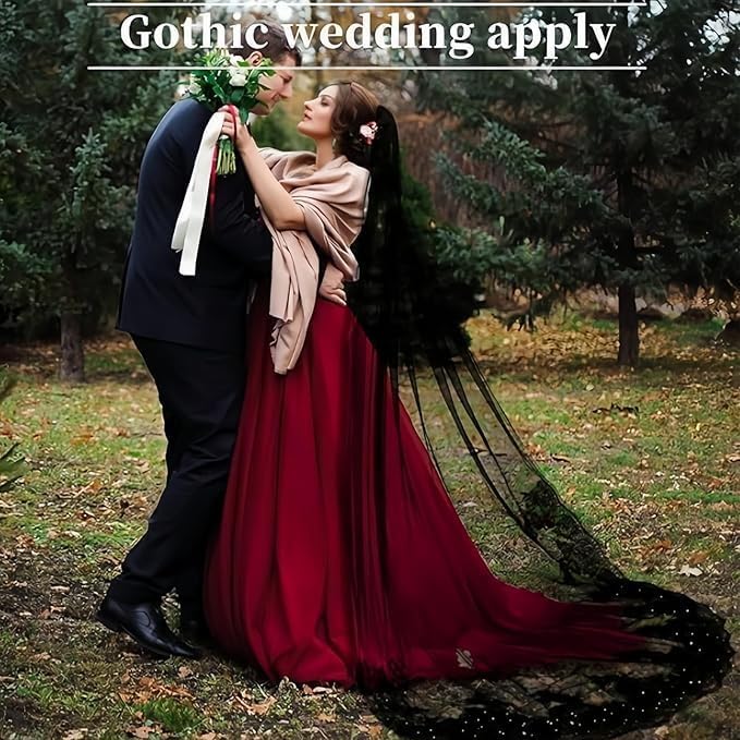 Bridal Veil long Cathedral Length Lace Sequins Edge 1 Tier Wedding Veil - Image 3