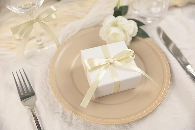 Beige Satin Ribbon 3/8 inch X Continuous 100 Yards, Single Face Polyester - Image 5