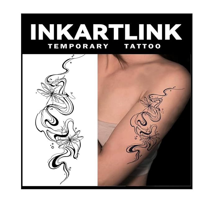 INKARTLINK Tattoo Tech, 2 Sheets Large Semi Permanent Tattoo, Temporary Tattoos by INKARTLINK