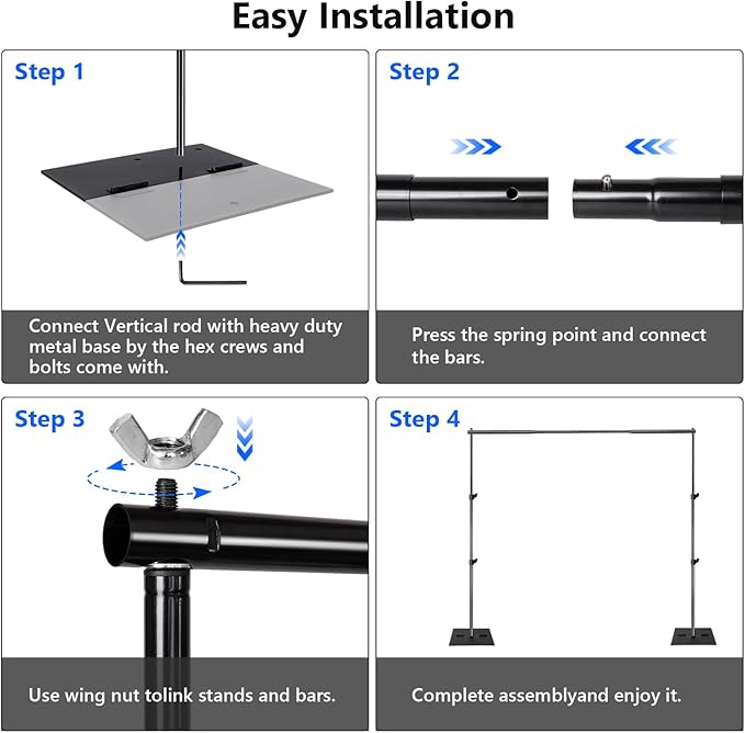 Pipe and Drape Photography Backdrop Stand Kit Adjustable Photo Background Stand - Image 6