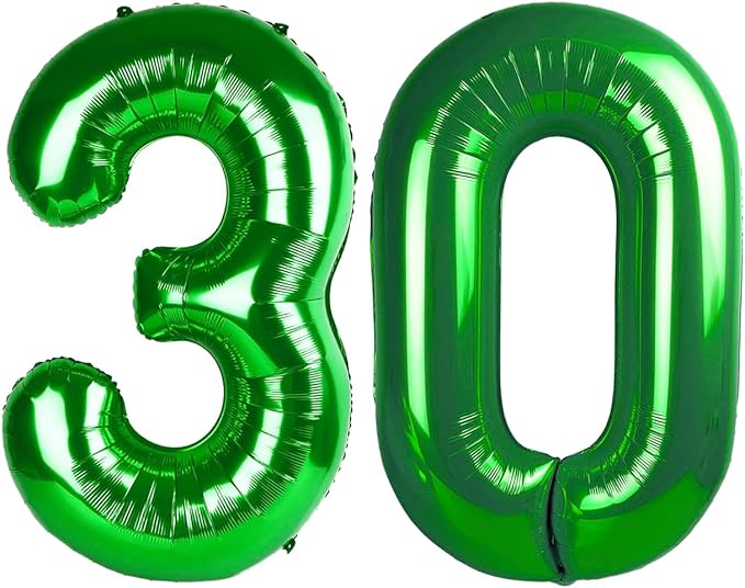 Green 40 Inch 30 Number Balloons, 30 Decorations by Upgesy