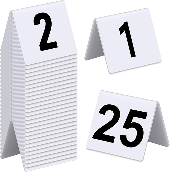 Tuanse Table Numbers 1-25 Acrylic Double Side Numbered Table Tents Plastic by Tuanse