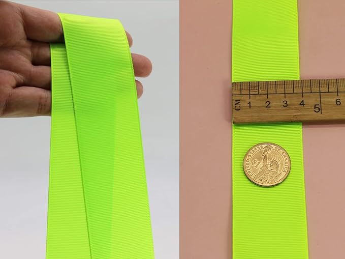 One Roll 50 Yards Soild Neon Green Grosgrain Ribbon 1 1/2 inch Flower Bouquets - Image 5