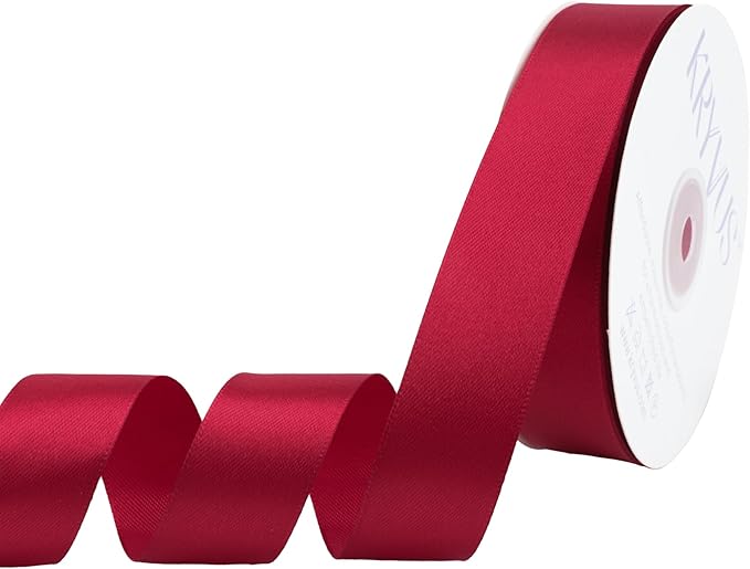 Scarlet Red Satin Ribbon 1 inch X Continuous 50 Yards, Single Face Polyester by Kryvusribbon