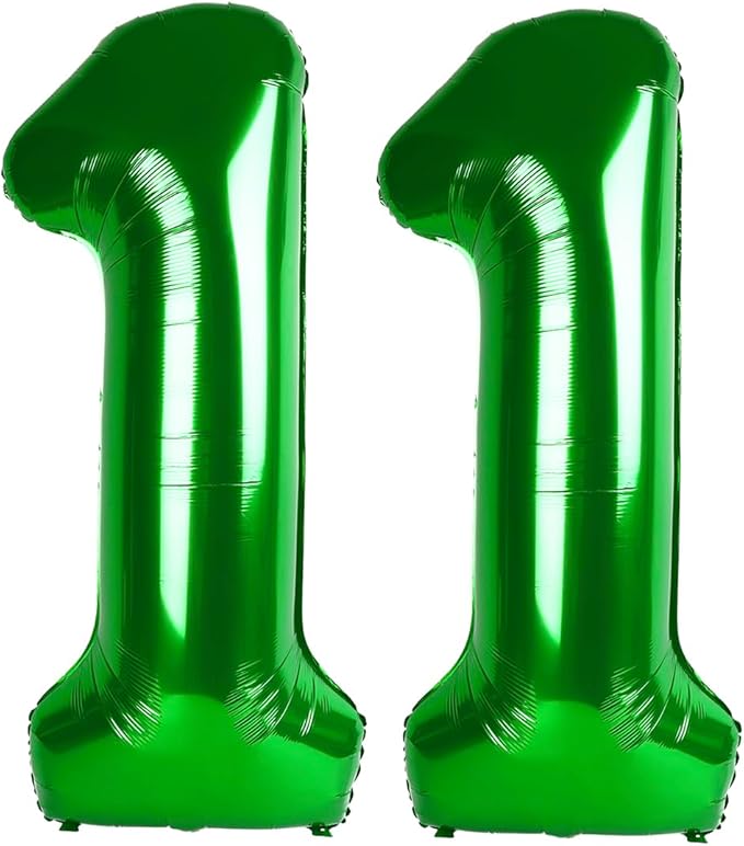 Green 11 Number Balloon 40 inch, Number 11 Birthday Balloon by Upgesy