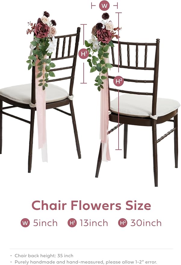 Ling's Moment 8pcs Wedding Artificial Aisle Pew Flowers Chair Decorations - Image 2