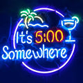 LiQi ™ It's 5:00 Somewhere Real Glass Neon Light Sign Home Bar Pub Recreation by +Liqi+neon+signs