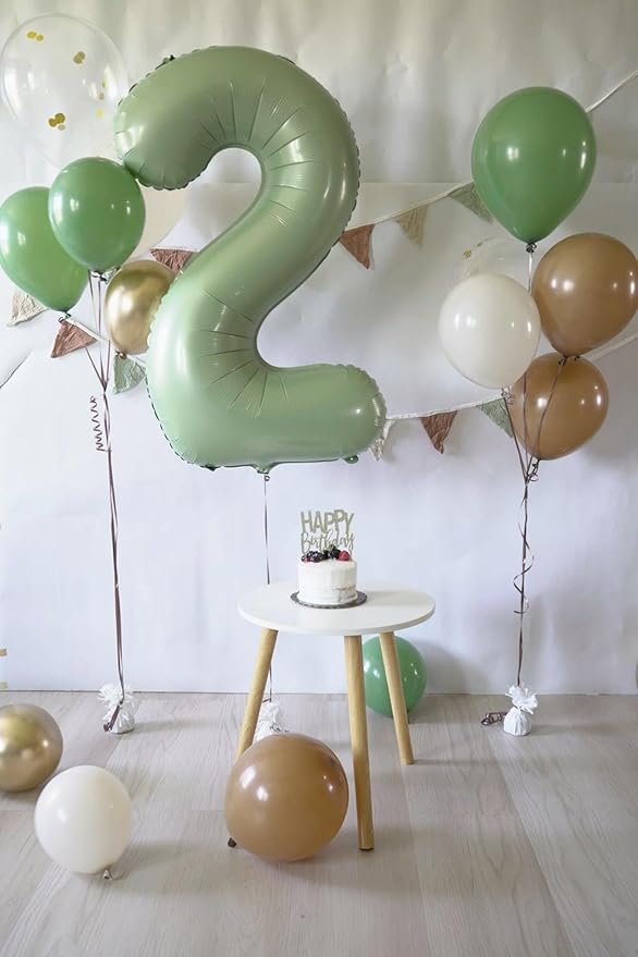 Big 40 Inch Sage Green 2 Number Balloon Birthday Decoration, 2026 Oliver Green - Image 9