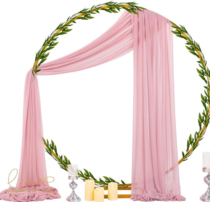 Socomi Wedding Arch Draping Fabric 29" x 20Ft 1 Panel Dusty Rose Sheer Outdoor - Image 2