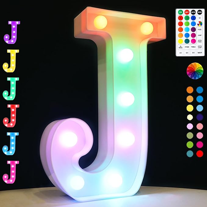 Light Up Colorful LED Marquee Letter lights, 18 Colors Changing Alphabet by OYCBUZO