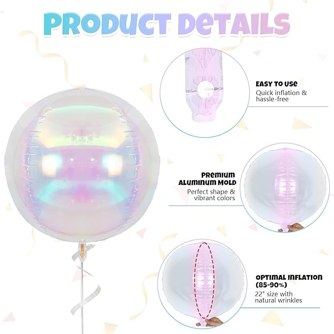 Giant 4D Foil Balloons, 22 Inch Big Round Foil Balloon - Image 4