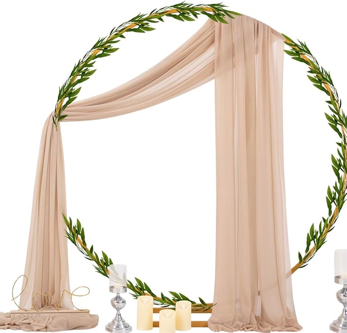 Socomi Wedding Arch Draping Fabric 29" x 20Ft 1 Panel Nude Sheer Outdoor - Image 2