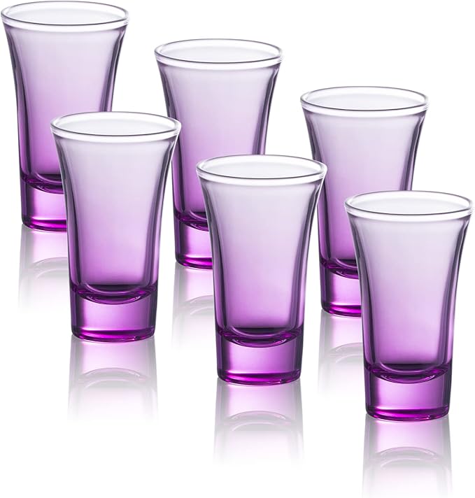M&N HOME Purple Ombre Shot Glasses, 2 Oz Set of 6 Colored Shot Glasses - Image 3