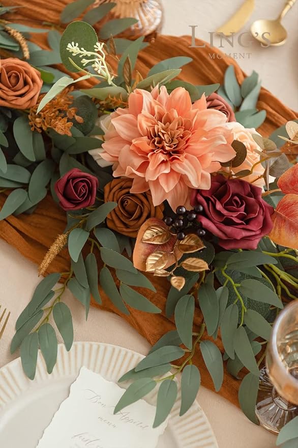 Ling's Moment Terracotta Flower Garland - 6FT Eucalyptus & Rose - Sweetheart - Image 4