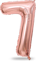 Rose Gold Number Balloons, 40inch Large Number 7 Foil Mylar Helium Balloons by Lingqiang