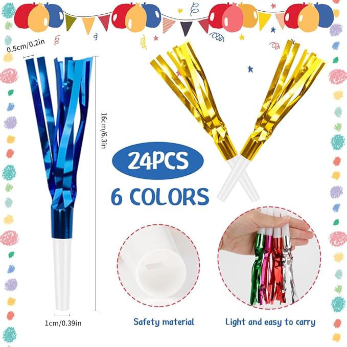 Gold Noise Makers Party Blowers 24 PCS Noise Maker Party Blowers Party Horns - Image 2