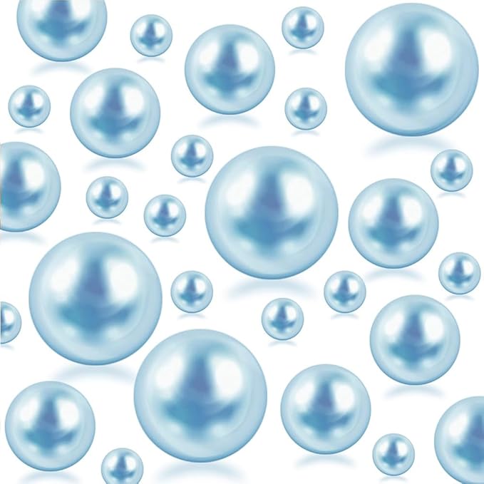 300Pcs Light Blue Polished No Hole Faux Pearl Beads by Cusmation