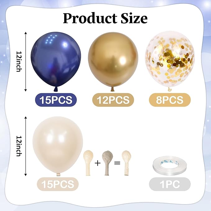 Navy Blue and Gold Balloons - Image 2
