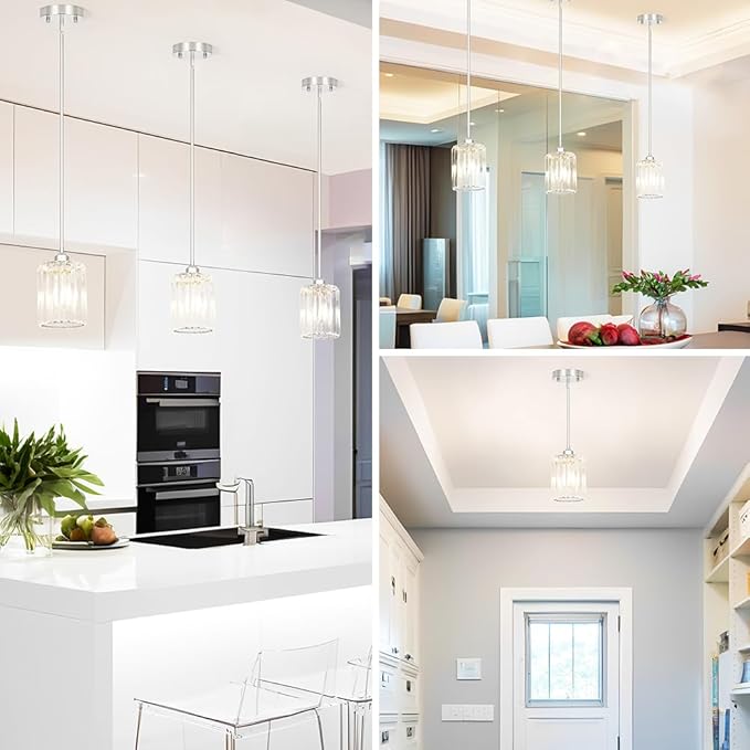 Chrome Kitchen Pendant Lights Over Island - Image 3