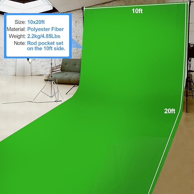 HEMMOTOP Green Screen Backdrop, 10 x 20 ft Large Chromakey Greenscreen - Image 7