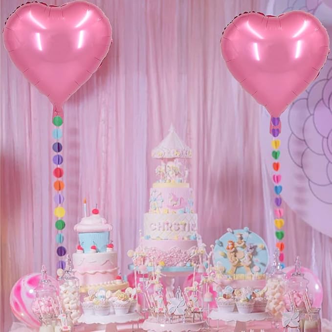 BEISHIDA 30 pcs18inch Pink Heart Shape Foil Mylar Balloons - Image 4