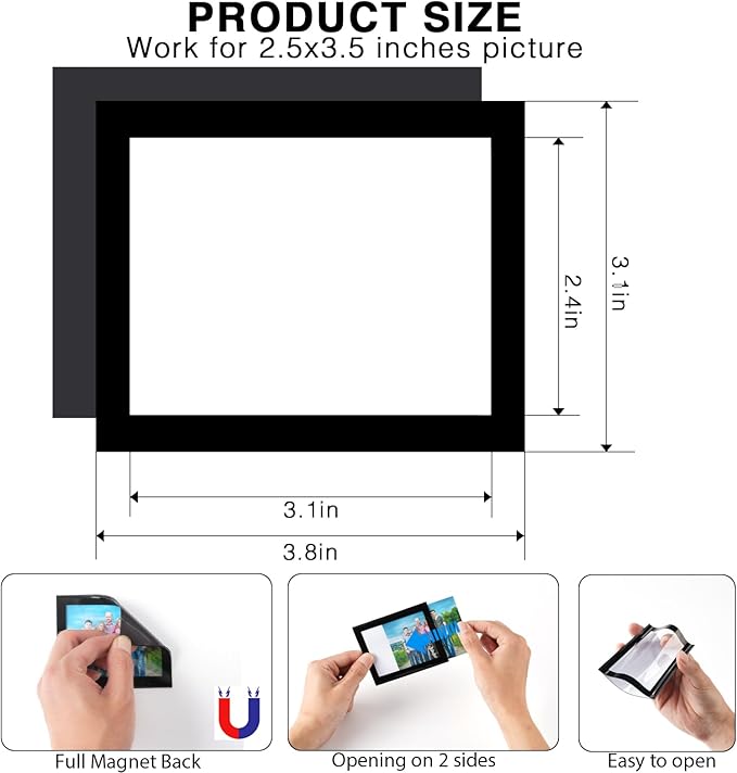 Magnetic Picture Frames with Black Border, Mini Wallet Size Magnet Photo - Image 3