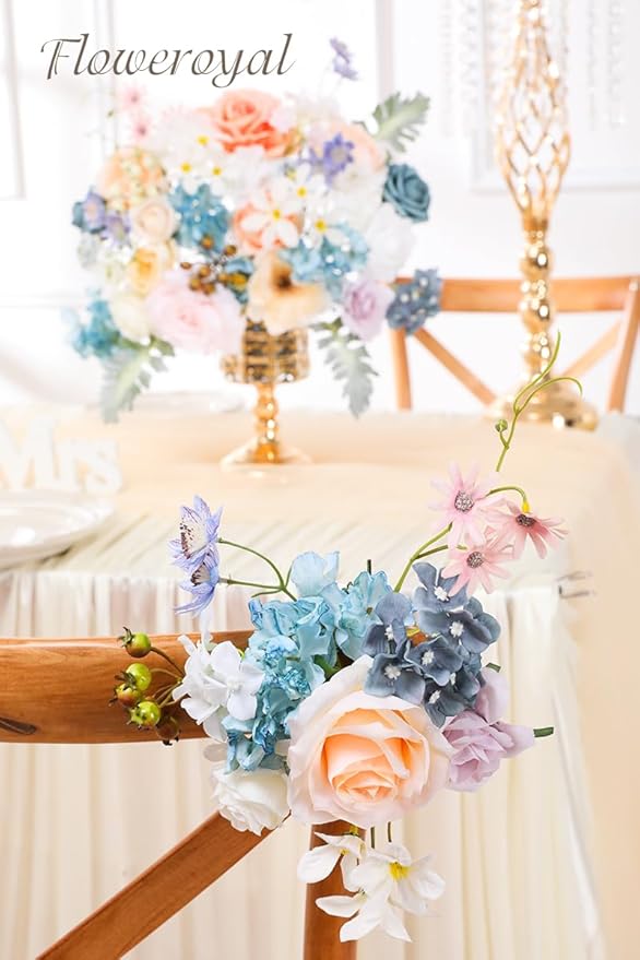 Floweroyal Artificial Flowers Combo Fairy Blue Flowers Mix Silk Flowers Fake - Image 4