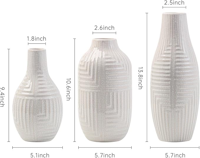 hjn hjn White Vase -Ceramic Vase - Image 5