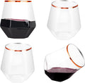 LUODA 32 Pack Rose Gold Diamond Wine Glasses, 12 Oz Stemless Rose Gold Rim Wine by LUODA
