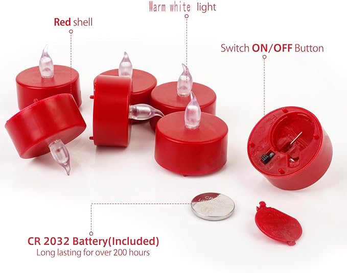 LED Tea Lights Candles- 50PACK Red Flameless Candles Realistic and Bright - Image 6
