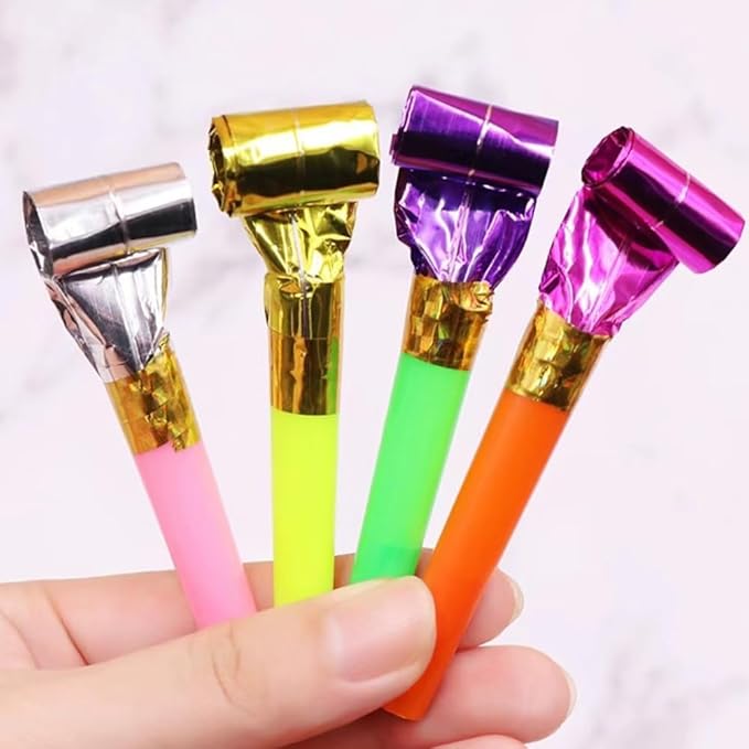 100 Pcs Party Blower, Colorful Birthday Noisemakers Funny Birthday Blow Horns - Image 2
