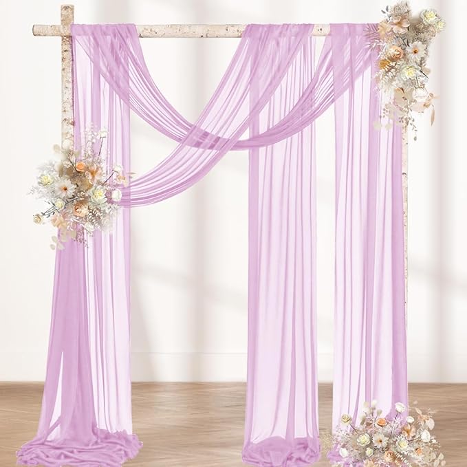 MLMW Wedding Arch Draping Fabric 2 Panels 29" x 20Ft Easter Lilac Sheer Wedding - Image 4