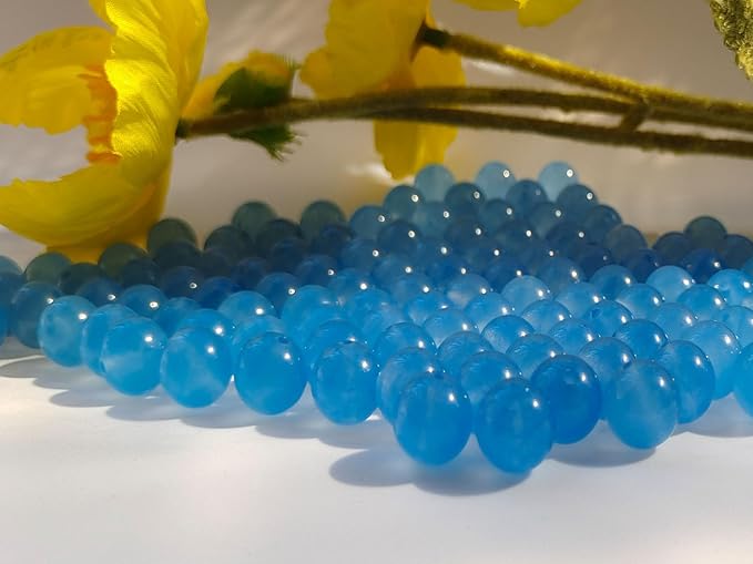 Stone Beads 8mm 100pcs Light Blue Chalcedony Beads Round Loose Gemstones Beads - Image 5
