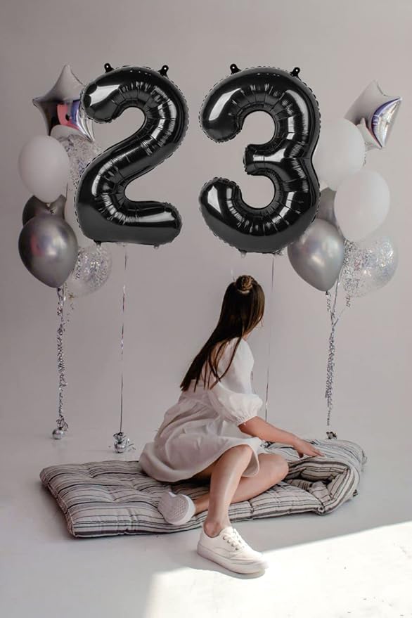 40 Inch Black Number Balloon 0-9, Big Size Happy Birthday Balloon, Foil Helium - Image 3