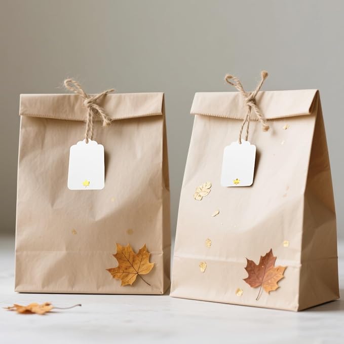 100 Pcs Blank Gift Tags with String Gold Foil Maple Leaf Fall Large Gift Tags - Image 5